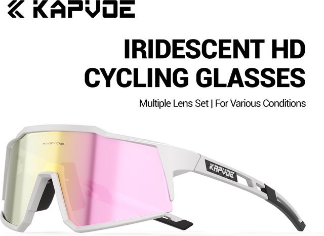 Kapvoe Sportsonnenbrille, Unisex, Vollrand, weiß, Kunststoff - Bild 1