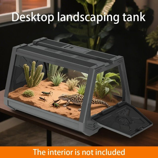 Miflame Reptilien-Terrarium Desktop als ökologische Zuchtbox für Geckos und Schlangenfrosch in Schwarz und Weiß - Bild 1