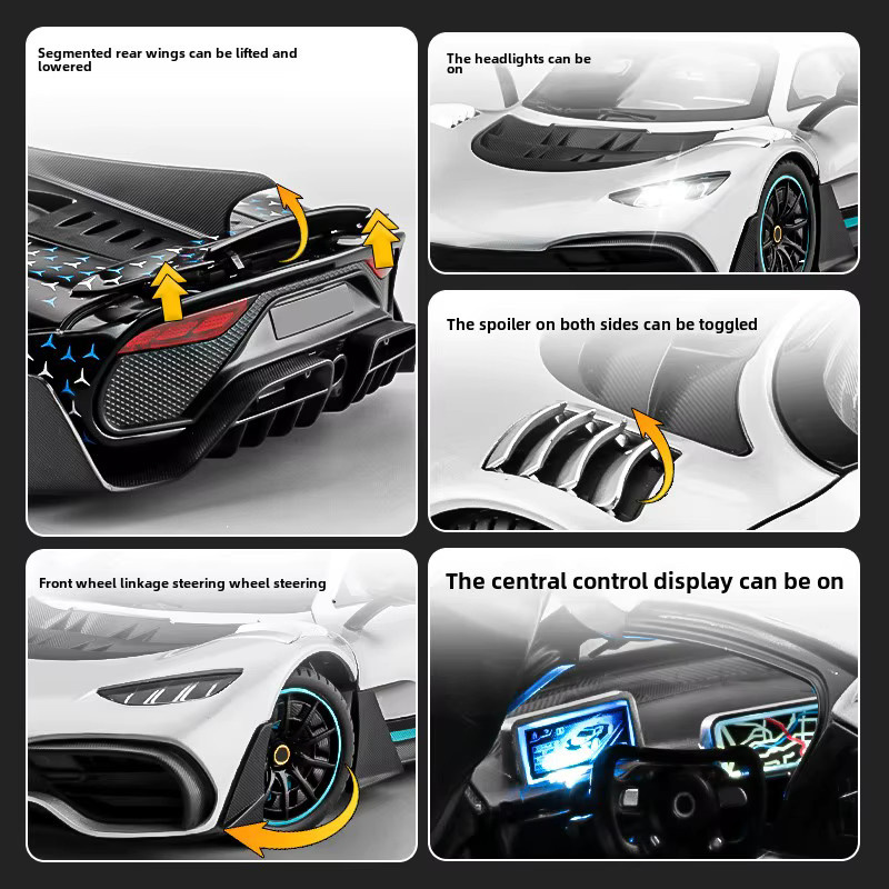 WELLY Benz AMG ONE Supersportwagen, Simulationsmodell, 1:18, Druckguss-Spielzeugfahrzeug, Metall, Grau - Bild 5