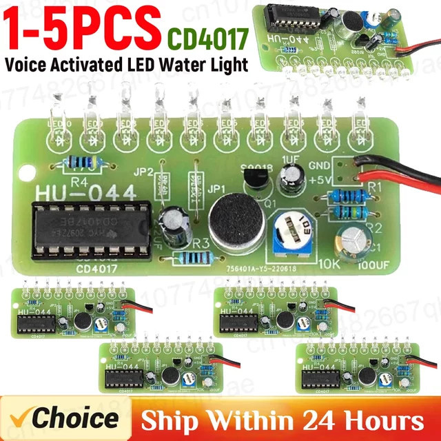 ATUOTIN CD4017 Sprachaktiviertes LED Wasser Licht Kit DIY Elektronik-Bausatz zur Ausbildung - Bild 1