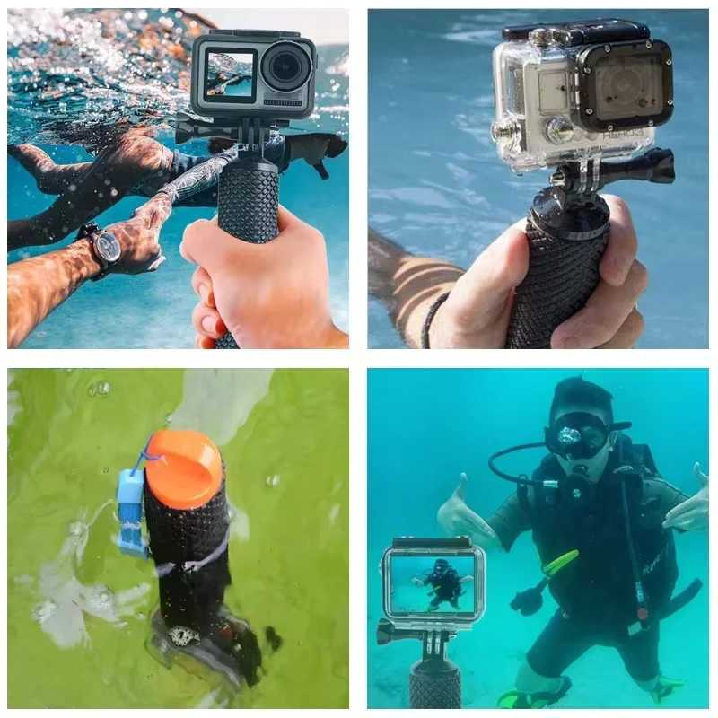 VIKEFON Selfie Stick Action Kamera Griff mit Auftrieb Halterung für GoPro Hero 12 11 10, Xiaomi Yi und SJ4000 in Schwarz und Blau - Bild 5
