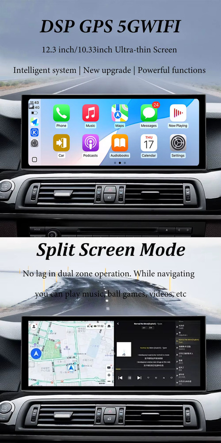 KJ-NAVI Android 16 Wireless Carplay Autoradio Multimedia-Player für BMW 5er F10 F11 (2011 - 2017) CIC/NBT System mit GPS und WiFi in Schwarz - Bild 3
