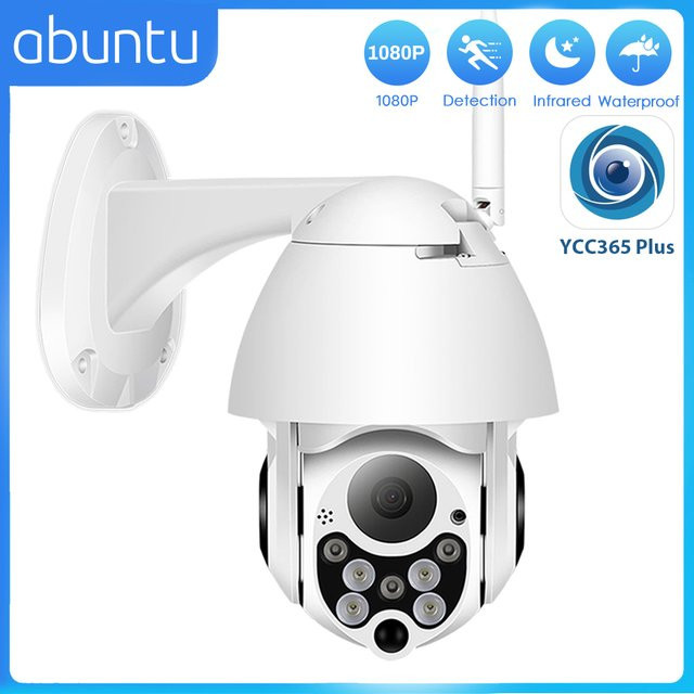 Abuntu YCC365 Plus PTZ Wifi Outdoor Kamera, 1080P HD CCTV Sicherheitssicherheitssensoren, 4x Zoom, Wasserdichte Speed Dome Drahtlose Überwachungskamera, Weiß - Bild 1