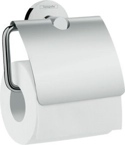 Hansgrohe Toilettenpapierhalter Logis Uni mit Deckel für die Wandmontage aus Messing in Chrom - Bild 1