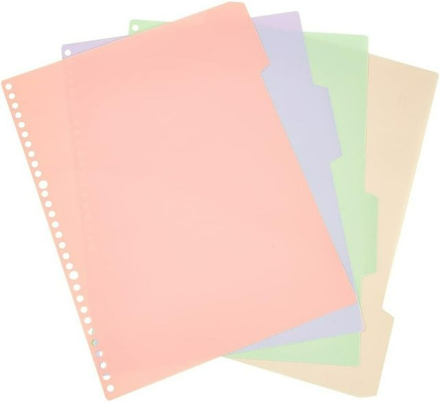 4er-Set Kunststoff-Trennblätter mit 4 Tabs für Ringbücher, 30 Löcher, Mehrfarbig - Bild 1