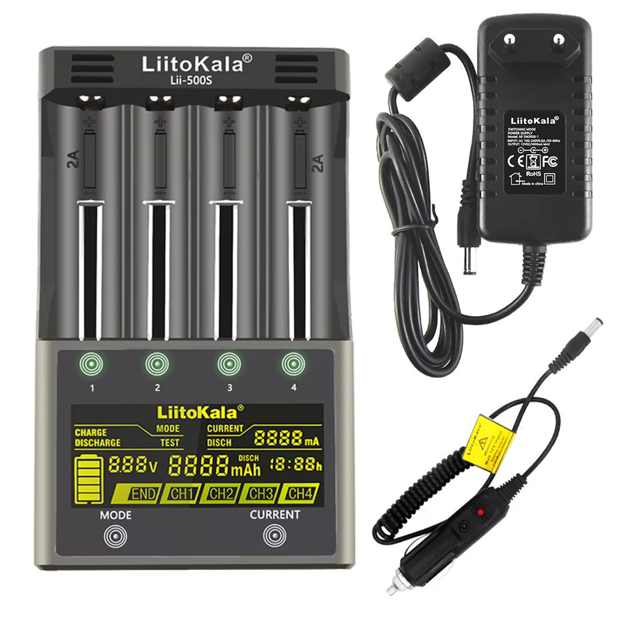 Liitokala Batterieladegerät Lii-600 mit LCD-Display und Touch-Steuerung für 18650 26650 21700 Akkus, Schwarz - Bild 3