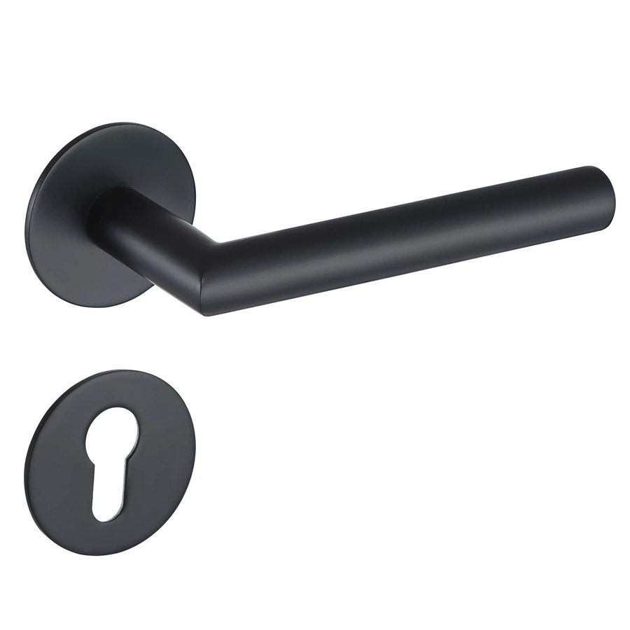 MeinTürgriff Drückergarnitur Toulouse mit Flachrosette in Schwarz Matt aus Edelstahl, B/H: 160 x 160 mm, PZ 60 mm - Bild 2