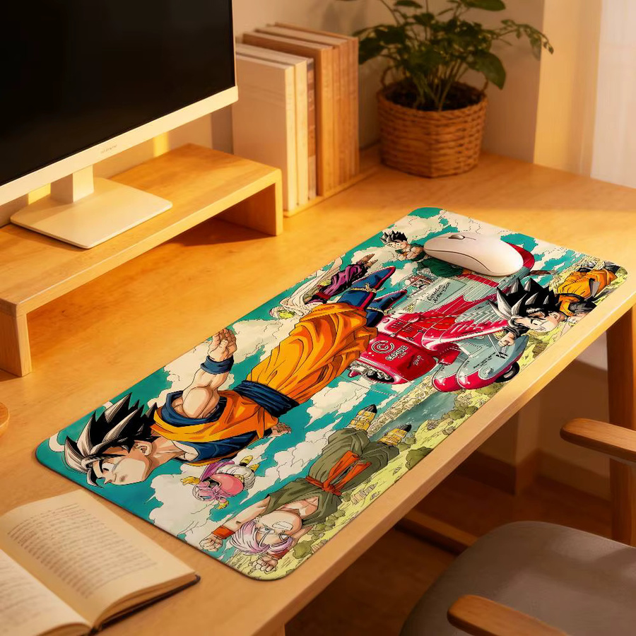 Anime Dragon Ball Z Mauspad mit Landschaftsdesign, großflächige Schreibtischunterlage für Laptop und Tastatur, mehrfarbig - Bild 4