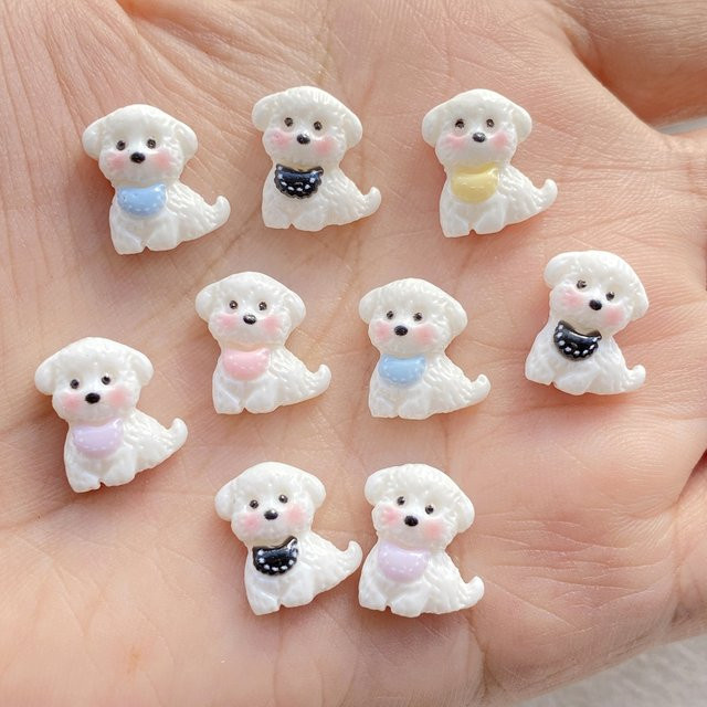 Mini-Cartoon-Tier-Welpen-Nagelkunst-Anhänger, Harz, bunt - Bild 1
