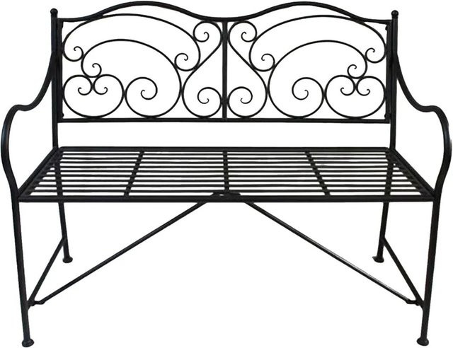 DELUKE Gartenbank RUPERT aus Stahl in Schwarz, wetterfeste Sitzbank für den Außenbereich im Vintage-Look, Breite: 106 cm - Bild 1