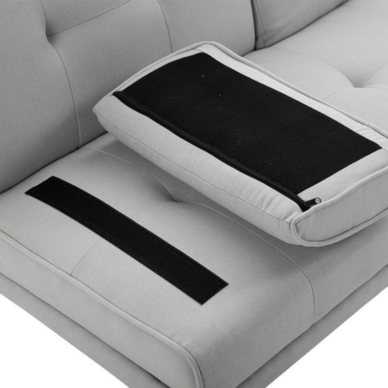 HOMCOM Schlafsofa Click-Clack aus Polyester und Leinen in Hellgrau mit Armlehnen und Schaumstoffpolsterung, B/T/H: 181 x 77 x 78 cm - Bild 2