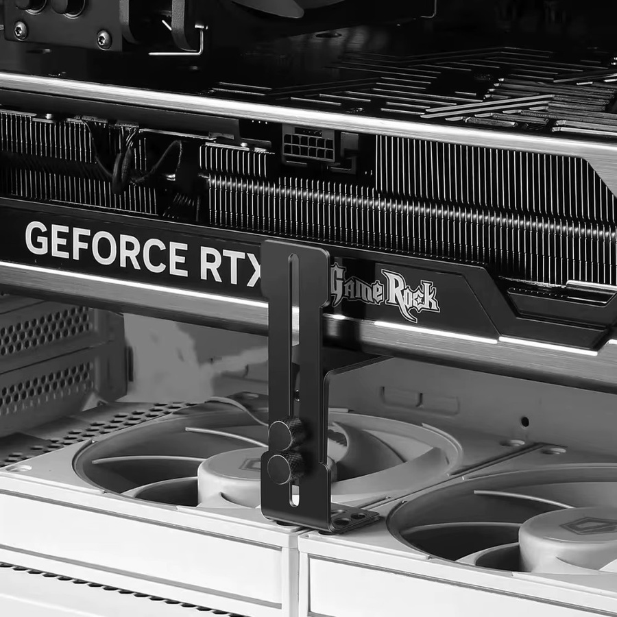 Verstellbarer GPU-Halter für Grafikkarten 6-96mm in Schwarz zur Gehäuselüfter-Unterstützung aus Metall - Bild 3