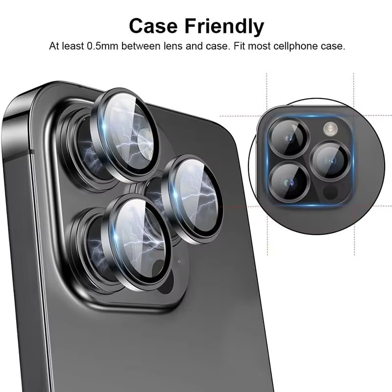 Kamera-Objektivschutz für Apple iPhone 16 Pro Max und iPhone 16 Pro aus Aluminiumlegierung und gehärtetem Glas in Schwarz - Bild 4