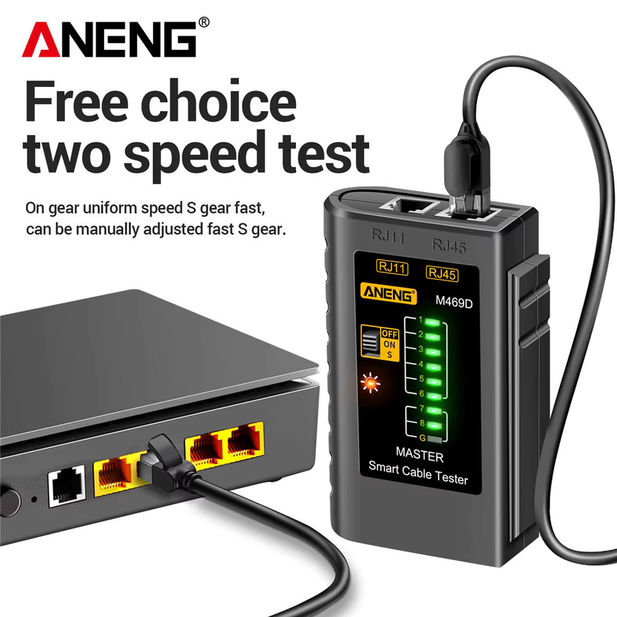 ANENG M469D Kabeltester für RJ45 RJ11 RJ12 CAT5 UTP LAN-Netzwerkwerkzeug in Schwarz - Bild 2