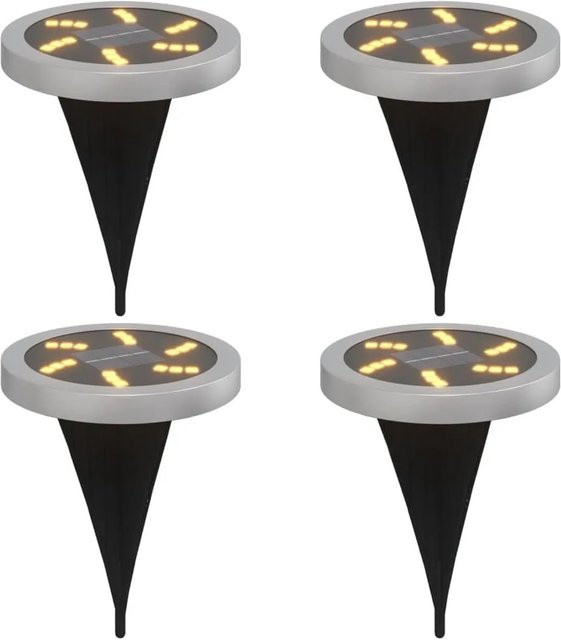 vidaXL Solar-Bodenleuchten mit Erdspieß, 4er-Set, Schwarz, Warmweiß, LED, IP65 wasserdicht - Bild 1
