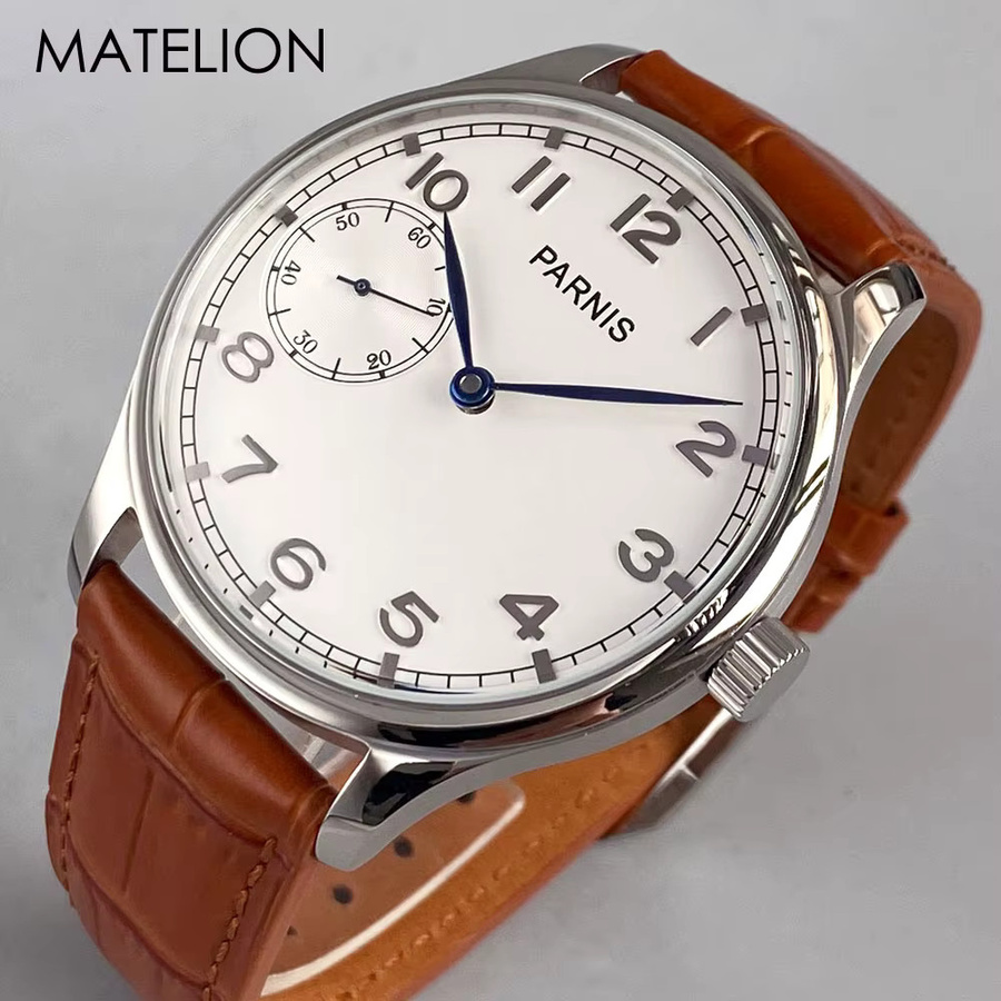 Tandorio Analoguhr, Handaufzug, Edelstahl, Leder, 44 mm, Herren - Bild 2