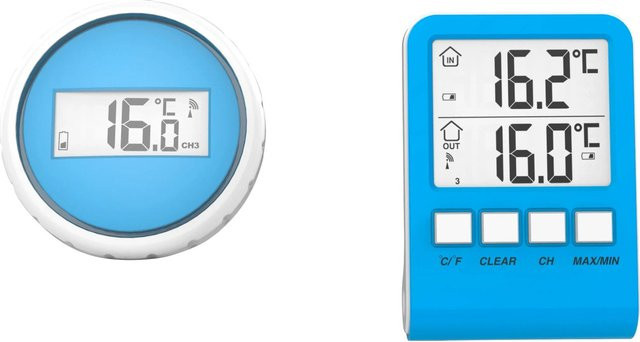Heissner Summer Fun digitales Funkthermometer zur Messung von Wassertemperatur und Innentemperatur für Pool und Teich - Bild 1