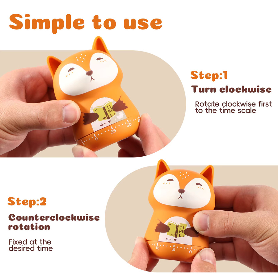 Willstar 2er-Set Mechanische Countdown-Timer in Tierform für Kochen, Lesen und Yoga - Bild 2