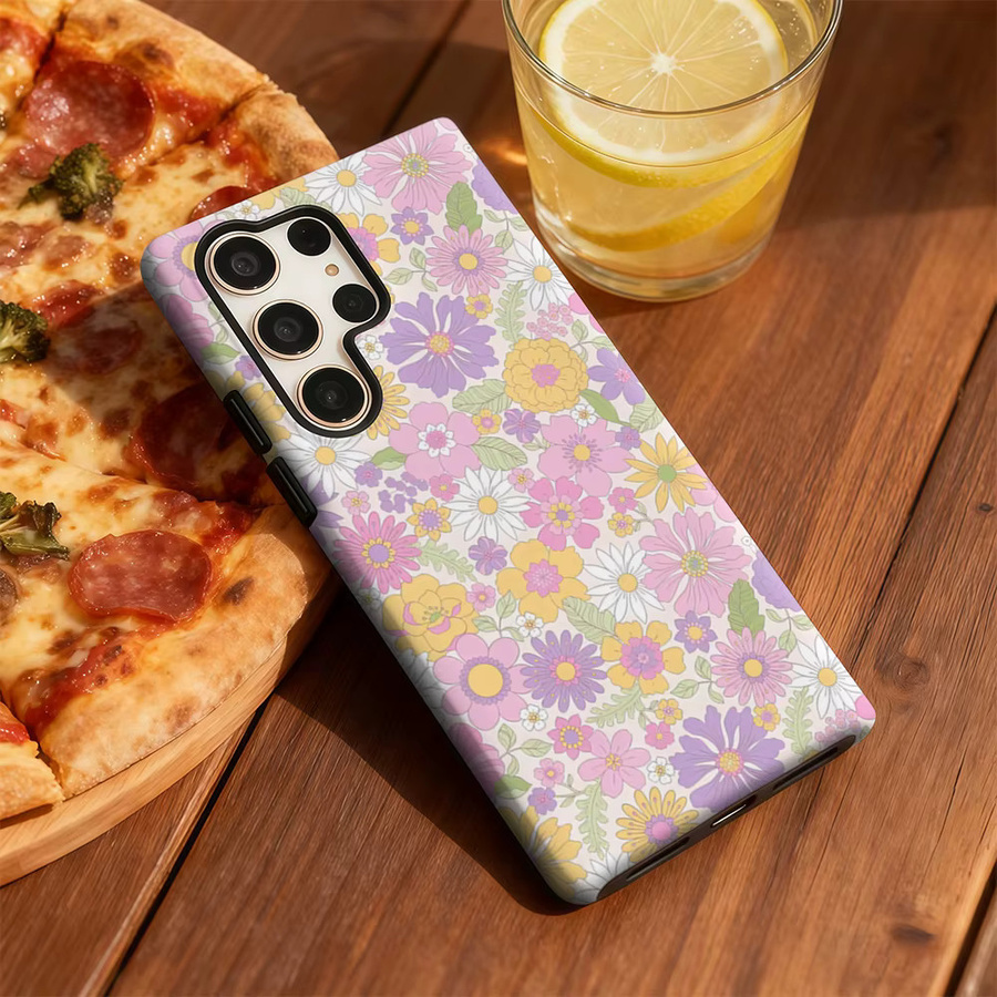 Stoßfeste Samsung Galaxy Handyhülle mit weichem Blumenpastell-Design in Multicolour für Galaxy S25 Ultra, S24 und S23 Ultra Plus mit doppellagiger Rückseite - Bild 5