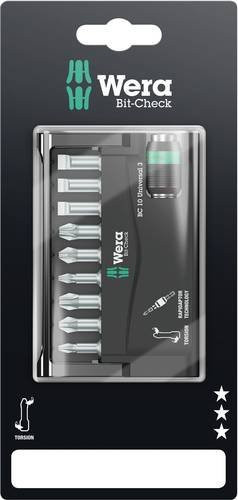 Wera Rapidaptor Bit-Set 8600-9/TZ, 10-teilig, Schwarz, mit Schlitz, Phillips und Pozidriv - Bild 1