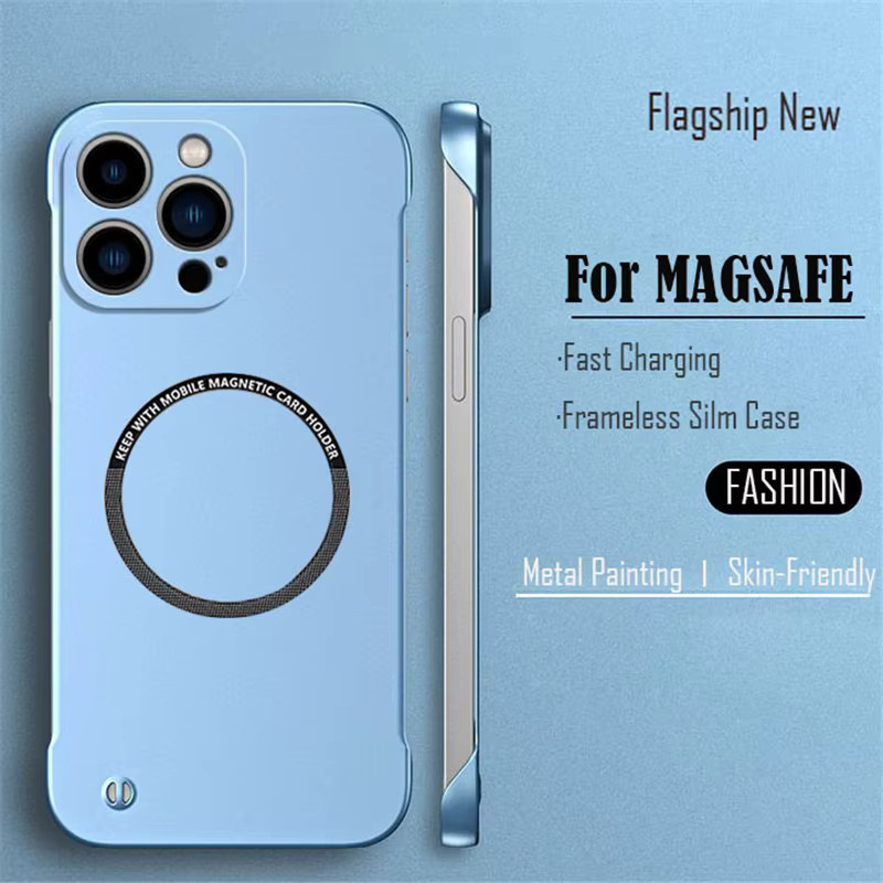 LYYDFUMAN Magnetische MagSafe Schutzhülle für iPhone 14 13 Pro Max und iPhone 13 Mini, Ultradünne Rahmenlose Hardcase Hülle aus PC in Matt-Optik, Schwarz oder Blau - Bild 1