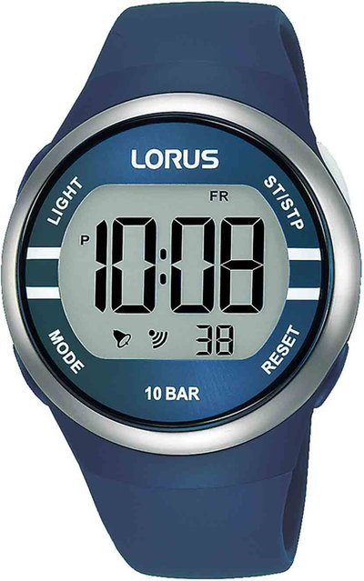 Lorus Chronograph Damenuhr, Quarz, Edelstahl, 38 mm, Silikon, Grau, 10 ATM - Bild 1