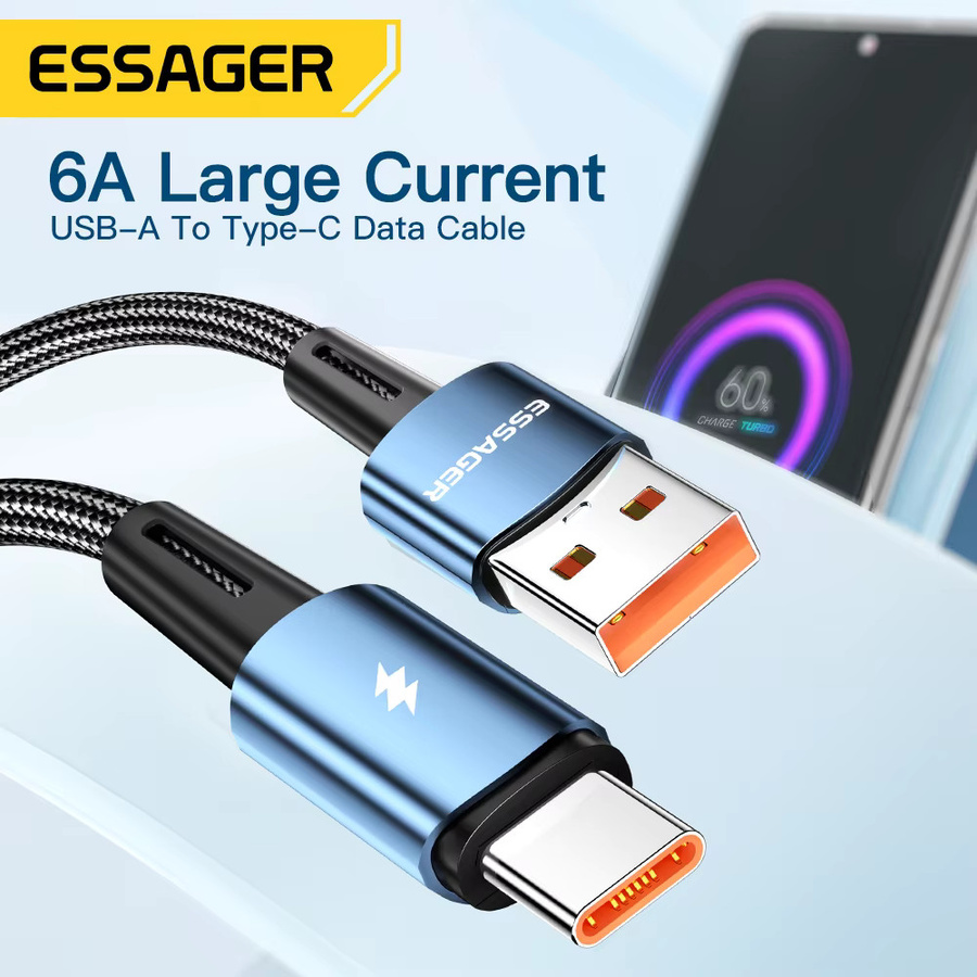 Essager USB Typ C Kabel 120W Super Schnellladung 6A in Schwarz - Bild 2
