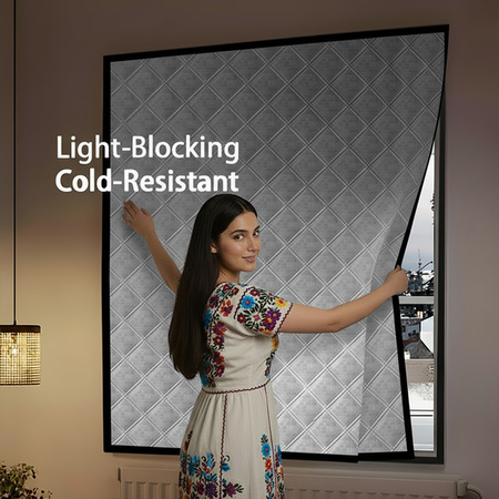 TranquilTouch Thermo-Vorhang mit Hakenschlaufen, winddicht und geräuschreduzierend, blickdicht, Breite: 100 cm, Höhe: 100 cm