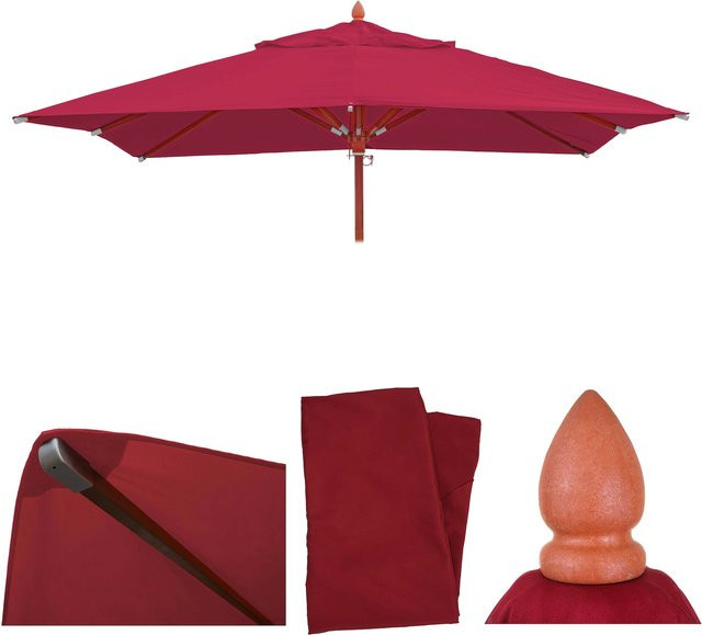 Ersatzbezug für MCW Gastronomie Holz-Sonnenschirm C57, eckig, Polyester, Farbe: Bordeaux, B x B: 300 x 300 cm - Bild 1
