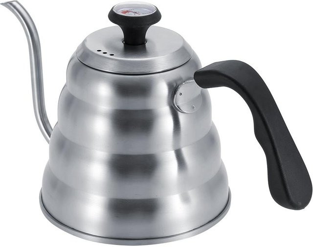 mfySpace Kaffee- und Teekanne aus Edelstahl mit Schwanenhals, Thermometer und Tropfkessel, Silber, 1,2 l - Bild 1