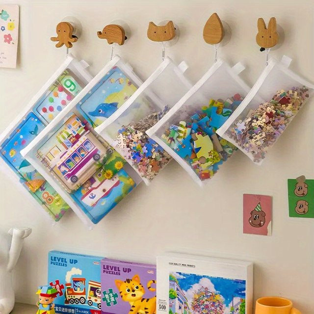 6-teiliges Mesh-Reißverschlussbeutel-Set in Transparent mit Stift-Organizer aus Polyamid für Schule, Büro und Reisen - Bild 1
