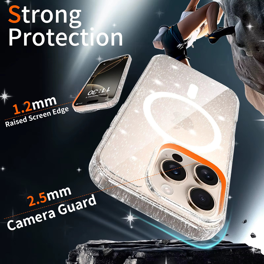 Transparente Glitzer Handyhülle mit MagSafe für iPhone 17E 16E 17 Air 16 Pro Max 15 Plus 14 13 von NYFundas - Bild 3