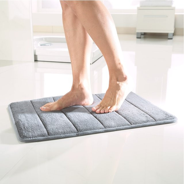 2er Set eloneo Komfort-Badematten Soft aus Memory Foam in Grau, B/T: 120 x 45 cm, rutschfest - Bild 1