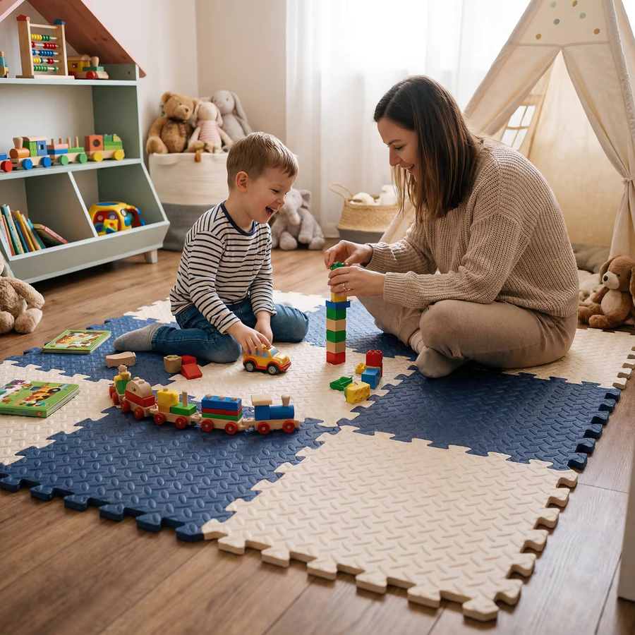 DHDH 16-teilige EVA-Schaumstoff-Spielmatte in Weiß, rutschfeste Puzzle-Matten für Kinder, B/B: 30 x 30 cm - Bild 3