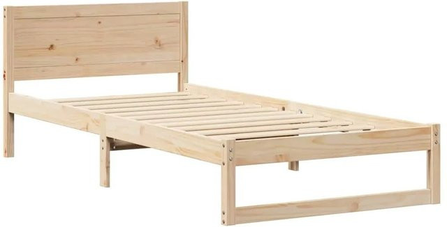 vidaXL Bettrahmen mit Kopfteil aus massivem Kiefernholz in Natur, B/T/H: 80 x 200 x 85,5 cm - Bild 1