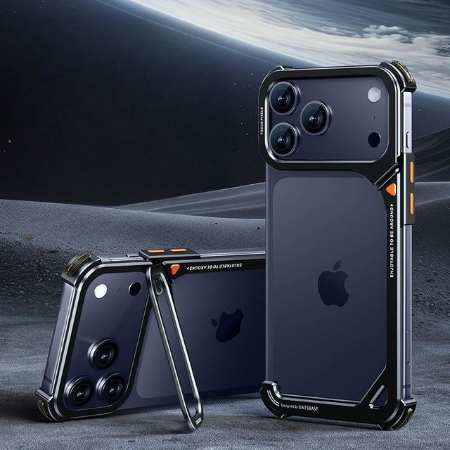 Oatsbasf Handyhülle für iPhone 17 Pro Max und iPhone 17 Pro mit Ständer, Magsafe kompatibel, minimalistisches Rahmenloses Design, schwarz - Bild 1