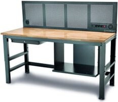 Stahlwille Werkbank WB 630 höhenverstellbar mit Steckdosenleiste und Lochwand in Anthrazit und Grau, Breite: 200 cm - Bild 1