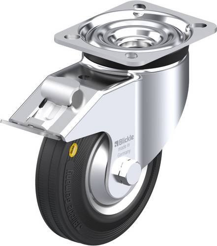 Blickle Lenkrolle 740100 LK-RD 125R-1-FI-FA mit Feststeller, Rad-Durchmesser: 12,5 cm, Tragfähigkeit: 120 kg, Farbe: Schwarz/Silber - Bild 1