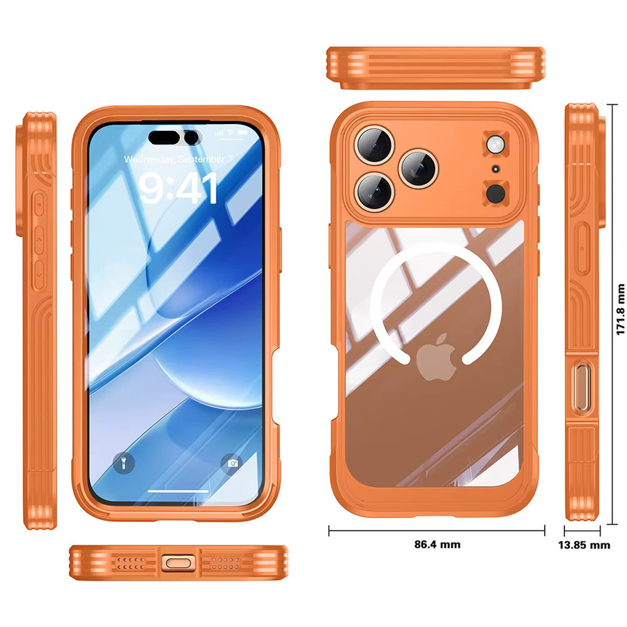 Transparente magnetische Hülle für iPhone 18 und iPhone 17 Pro Max mit 360 Grad Rundumschutz und MagSafe Kompatibilität in Pink - Bild 2