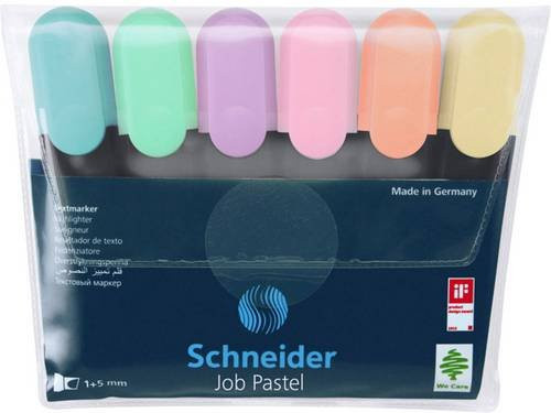 Schneider Job Textmarker Set in Pastellfarben mit Keilspitze im Etui - Bild 1
