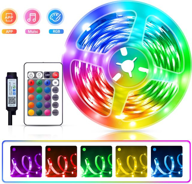 RGB LED-Streifen 40m mit USB-Anschluss, Multicolor Lichterkette mit Fernbedienung, Timer-Funktion und Musik-Synchronisation - Bild 1