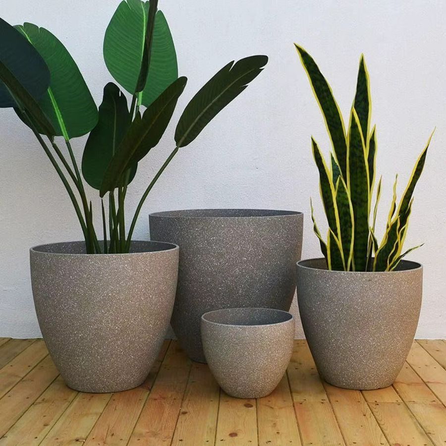 Kreative Mode Blumentopf aus Kunststoff in Weiß im Stein-Look für Sukkulenten und Bonsai - Bild 2