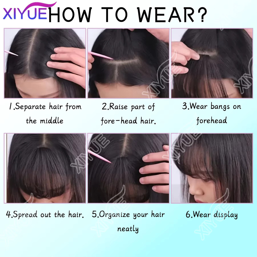 XIYUE Air Bangs Clip-In Haarverlängerung, Synthetische Faser, Unisex - Bild 5