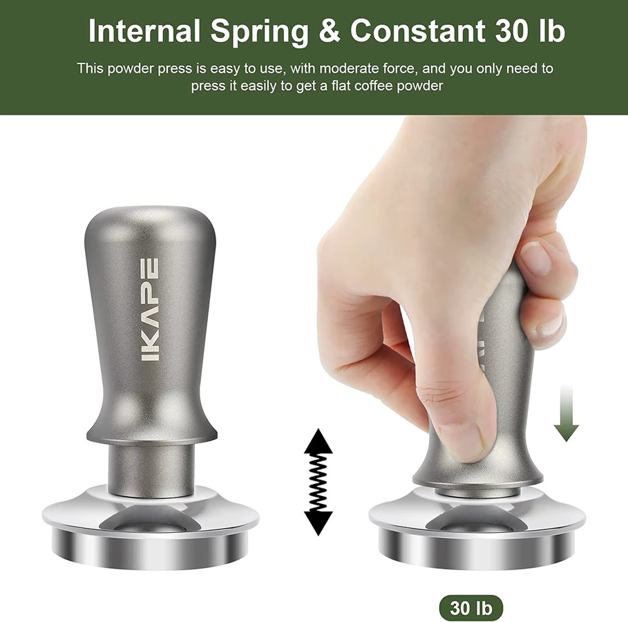 IKAPE V3 Espresso-Tamper aus Edelstahl in Silber mit kalibrierter federbelasteter Basis - Bild 4