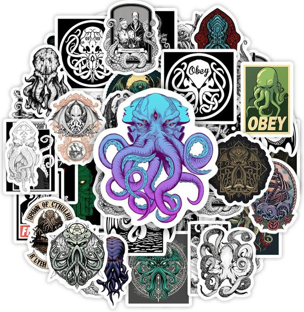Binchi Outdoor Product Cthulhu Mythos Horror Aufkleber, wasserfeste Graffiti-Sticker für Handy, Laptop und Flaschen, Mehrfarbig - Bild 1