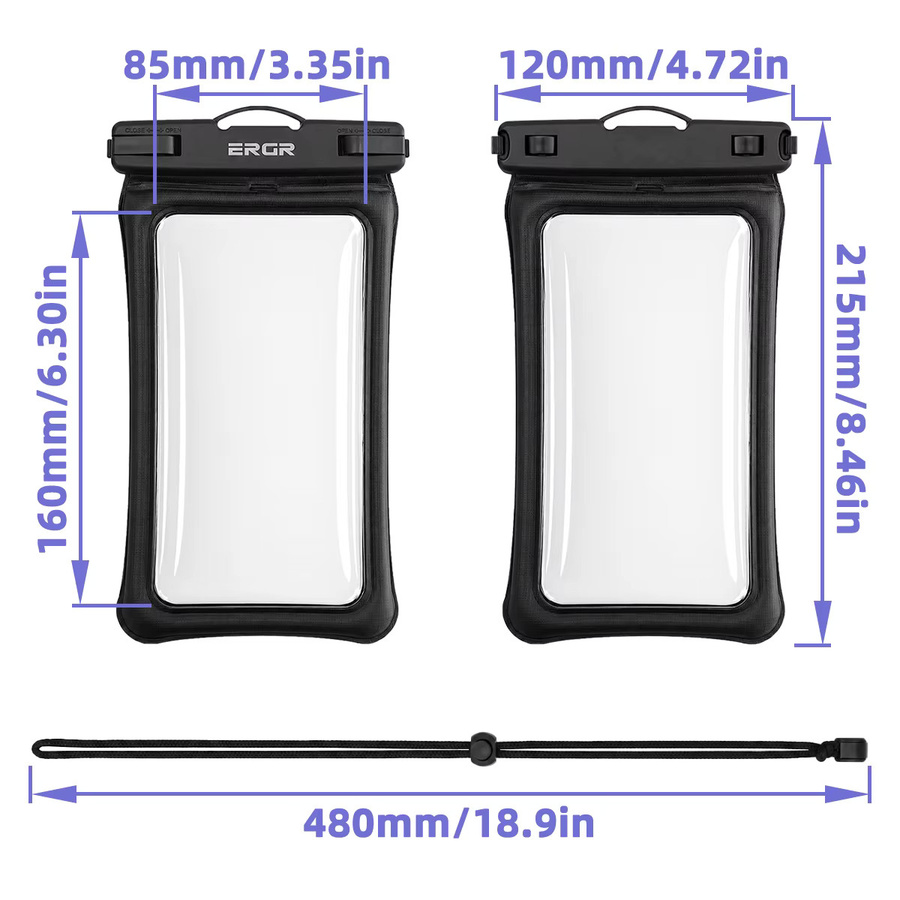 pinmoap IPX8 Wasserdichte Handytasche mit Airbag in Schwarz als multifunktionale Aufbewahrungstasche für Schwimmen, Strand und Reisen - Bild 2