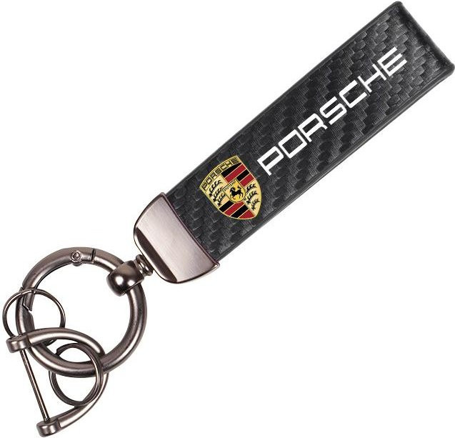 Porsche Schlüsselanhänger Leder, Carbonfaser, Black, Unisex - Bild 1