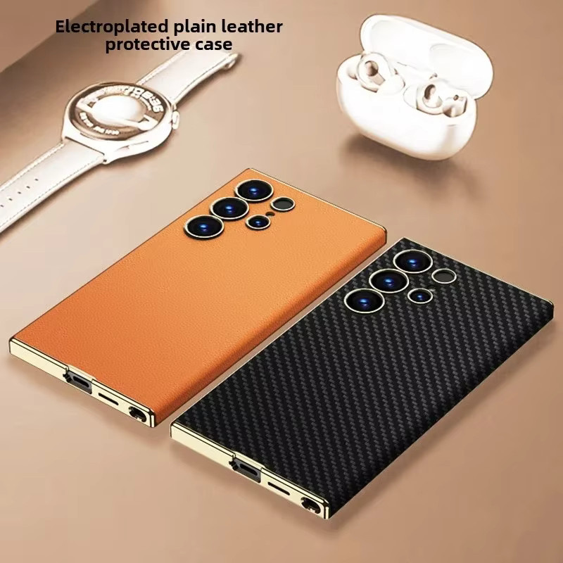 Schutzhülle mit Lederhülle und galvanisierter Oberfläche für Samsung Galaxy S25 Ultra und S24 Ultra in Purple - Bild 3