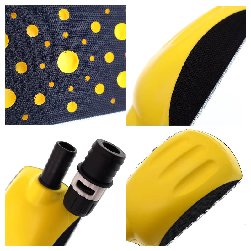 Vibratite Vakuum-Handschleifblock 6 Zoll mit Klett-Schleifhalter in Gelb für Karosserie, Lackierung und Holzbearbeitung - Bild 2