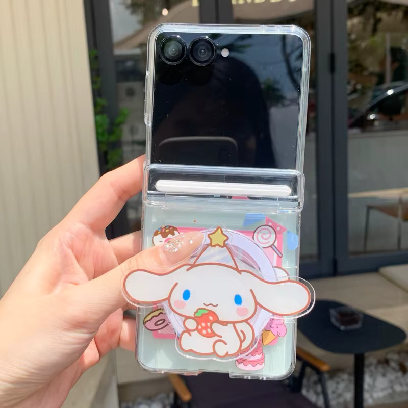 Sanrio Yugui Hund Melody Handyhülle mit Kartenhalter und Magnetischer Halterung für Samsung Galaxy Z Flip 7 6 5 4 3 inklusive Schlüsselband und Stoßfestem Schutz - Bild 2